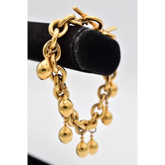 Anne Klein Vintage Charm Bracelet Gold Toggle Teardrop Dangles AK Signed BinO - Picture 4 of 12